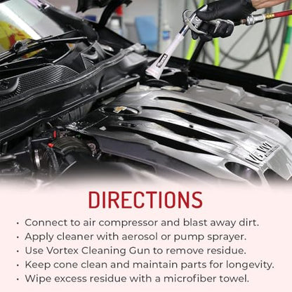 HI-TECH Vortex II Air Cleaning Gun – Pro Auto Detailing Tool for Deep Cleaning Interiors & Exteriors – Uses Air Compressor – Blasts Dust, Dirt & Grime Fast - style: Vortex II