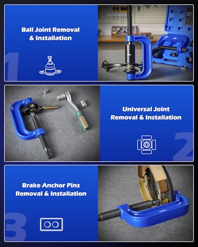 Orion Motor Tech 34pc Ball Joint & Wheel Bearing Press Kit, Front Wheel Drive Bearing Puller Tool Set with Sliding Screws Sleeves, 4-in-1 Ball Joint Press & U Joint Removal Tool Set for 2WD 4WD Car