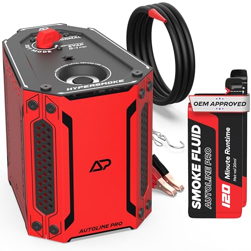 AutoLine Pro HyperSmoke™ Automotive Smoke Machine EVAP Vacuum Leak Tester – Adjustable Pressure – OEM Approved Smoke Fluid – Built-in Air Compressor Motor - Includes Smoke Fluid x2. - style: + Smoke Fluid