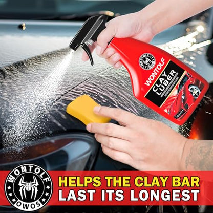 Heavy Duty Car Clay Bars Auto Detailing Clay Luber Synthetic Lubricant Kit, 4 Clay Bars, Clay Bar Lubricant Tablets 10 Pack, Spray Bottle and Microfiber Towel for Car Detailing Cleaning - color: Yellow