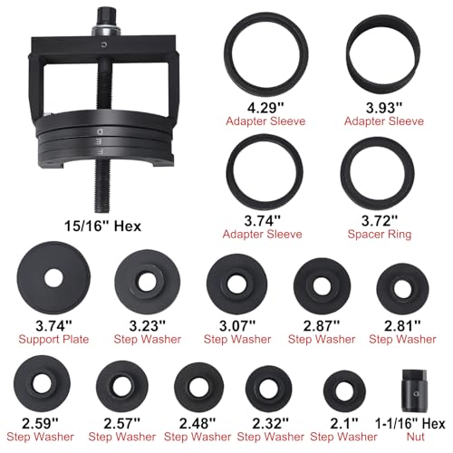 Master Wheel Hub & Bearing Remover & Installer Set, C to U Sizes Back and Front Wheel Bearing Removal Tool Kit, Fits for Most Front-Wheel Drive Vehicles