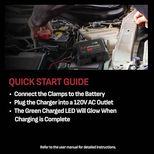 Schumacher Electric 1.5A Onboard Car Battery Charger and Maintainer, 3-in-1 Solution, for 6V/12V Power Sport, Automotive, and Marine Batteries, SC1587