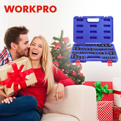 WORKPRO 60-piece Master Torx Bit Socket and External Torx Socket Set, 1/4", 3/8", 1/2" Drive Bits, Female E Sockets E4-E24, Star Socket Bits T6-T70, TT6-TT70, TP8-TP60, CR-V & S2 Alloy Steel - style: 60-piece master torx bit and E - socket set