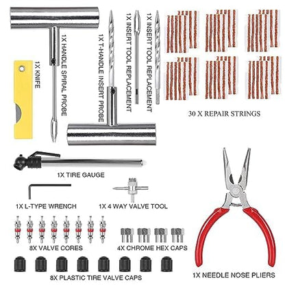 61Pcs Tire Repair Kit, Wheels Quick Seal, Universal Tire Repair Tools for Tire Repair for Car Truck Tractor Trailer Motorcycle - size: 61pcs