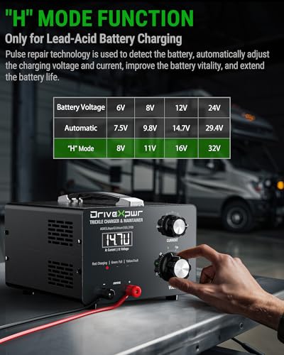 Adjustable Battery Charger 6V 8V 12V 24V,15A Automatic Battery Maintainer,Battery Desulfator Maintainer for Lead-Acid LiFePO4 Lithium,Great Automotive Golf Cart Truck Motorcycle Lawn Mower(X15)