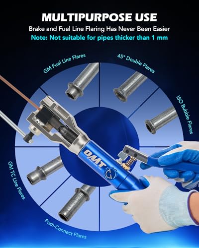 Orion Motor Tech Hydraulic Flaring Tool Kit, Universal Brake Flaring Tool Set with Tubing Cutter, 45° Single& Double Flaring Tool Kit with Deburring Tool, Brake Line Flaring Tool for ISO Bubble Flare - size: Hydraulic 45° & ISO