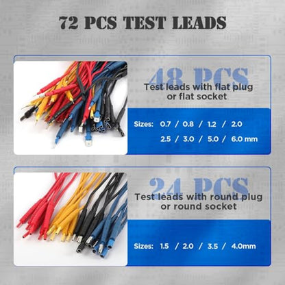 104PCS Automotive Circuit Test Leads Kit, Multimeter Terminal Test Leads Kit Multi Function Probe Test Kit with Heavy Duty Back Probes Test Lead Set Wire Connectors Set with Black Carrying Case - size: 104PCS Test Leads Kit