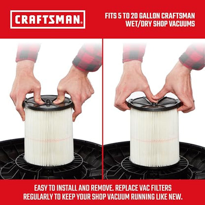 CRAFTSMAN CMXZVBE38779 Genuine 5-20 Gal. General and Wet Debris Vac Filters - size: 2-Pack, style: General Purpose and Wet Application