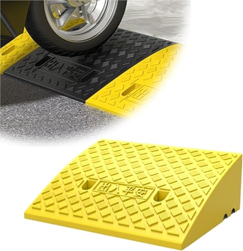 Lightweight Curb Ramps Plastic Driveway Ramp Portable Threshold Ramp Set for Sidewalk Car Scooter Bike Motorcycle Wheelchair Golf Cart(Black,19.7x10.6x3.1in)(Yellow,19.7x8.7x2.0in)