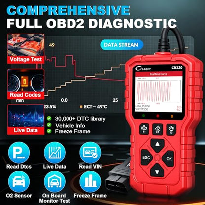 LAUNCH CR329 OBD2 Scanner Diagnostic Tool, Universal Car Check Engine Light Code Reader Read Clear Error Codes, OBDII Auto Scan Tool Live Data Battery Test Engine Analyzer for 1996-2026 All Vehicles