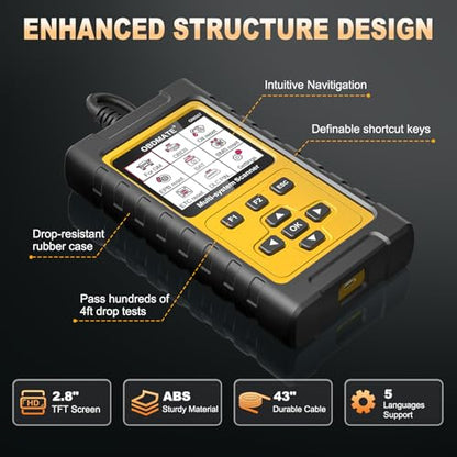 OBD2 Scanner Diagnostic Tool for GMC Buick Chevrolet Cadillac | OM507 Full Systems Scanner with Reset Services, Full OBDII Functions Read&Erase Fault Codes, No Subscriptions Lifetime Update