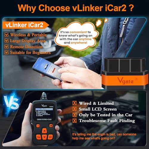 iCar2 BLE 4.0 OBD2 Bluetooth Adapter Auto Scanner Car Diagnostic Tools Engine System Diagnostic Tools for Android/iOS (Black/Orange) - color: iCar2 BLE4.0 Black & Orange