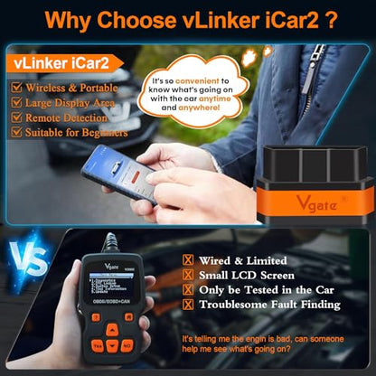 iCar2 BLE 4.0 OBD2 Bluetooth Adapter Auto Scanner Car Diagnostic Tools Engine System Diagnostic Tools for Android/iOS (Black/Orange) - color: iCar2 BLE4.0 Black & Orange