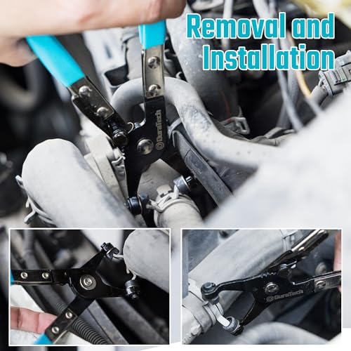 DURATECH Hose Clamp Pliers, Spring Hose Clamp Tool with Swivel Flat Band | Automotive and Radiator Repair Tool for the Removal and Installation of Flat Band and Spring Hose Clamp
