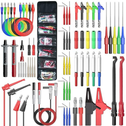 Goupchn Multimeter Test Leads Kit with Replaceable Probes Set, Banana Plug to Test Hook Leads, Alligator Clips and Wire Piercing Probes for Electrical Testing Automotive Diagnostic - style: 57PCS