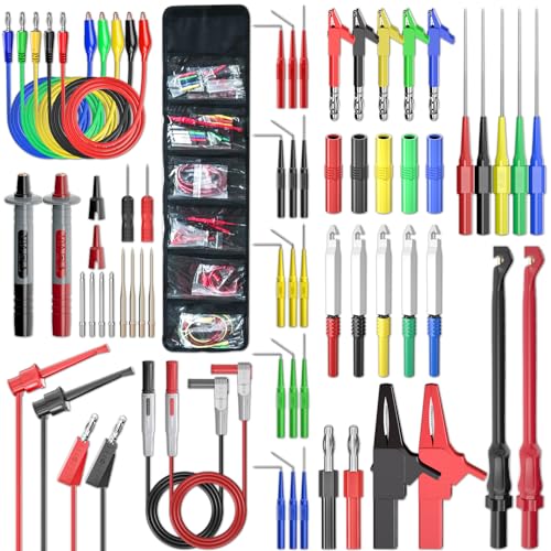 Goupchn Multimeter Test Leads Kit with Replaceable Probes Set, Banana Plug to Test Hook Leads, Alligator Clips and Wire Piercing Probes for Electrical Testing Automotive Diagnostic - style: 57PCS