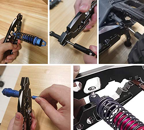 Aluminum Alloy RC Shock Absorber Pliers 4 in 1 RC Crawler Multifunction Pliers Tool RC Rod Ends Disassemble Tool for Traxxas HSP Car Black Silver - color: Black Silver