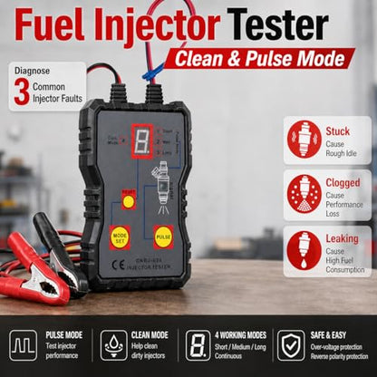 Fuel System Scan Tool Automotive Cleaning Tool Kit Injector Flush Cleaner Car Fuel Injector Tester Portable 4 Pluse Mode