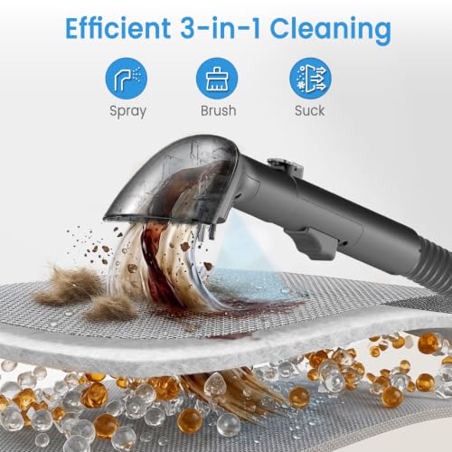 Portable Carpet Spot Cleaner Machine, Handheld Upholstery Cleaner with Pet Hair Brush & Cleaning Solution, for Pet Stains Couch Furniture Household Fabric Cleaning - color: Black-1