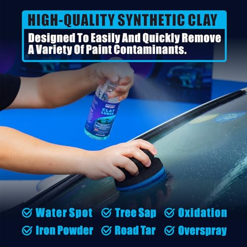 Synthetic Clay Hand Clay Bar Pad, 2-Pack, Blue Purple | Car Auto Detailing, Cleansing, Paint Surface Prep Tool, For Waxing & Polishing