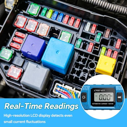Car Fuse Tester, Automotive Circuit Fault Tester Tool, Max 48V | Car Relay Tester with LCD Display, LED Front Light, 20A High Precision Current Test Power Probe for Various Vehicles