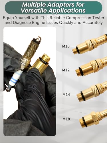 0-300psi Compression Tester 8pcs Small Engine Cylinder Compression Tester Kit with Adapters for Cars Trucks Motorcycles