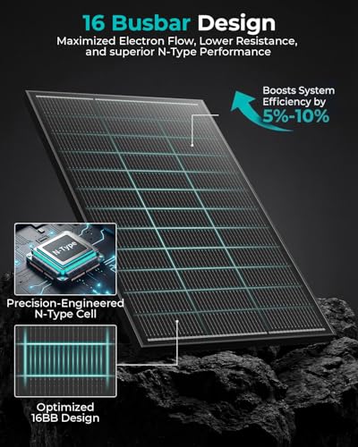 100W TÜV Certification Solar Panel, N-Type 16BB 25.6% Efficiency | 100 Watt Solar Panels Monocrystalline Modules for 12V Off-Grid Systems, Trailers, Campers, Boats, Farms, Cabins and Rooftops - style: 100W