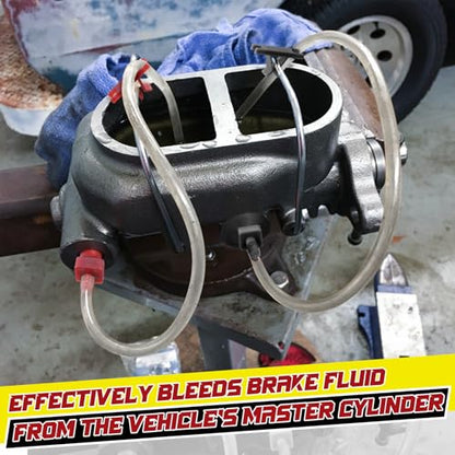 Enhon Master Cylinder Bleeder Kit Complete Brake Bleeder Kit with 22 in Clear Hose, Clip, PTFE Tape, SAE and Metric Fittings Universal Fit (20 Pcs)