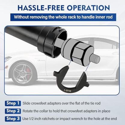 Yonligonju Inner Tie Rod Removal Tool, Master Inner Tie Rod Tool Set with 12 Crowfoot Adapters & 1/2 Inch Drive Tube for Tie Rods Remove & Install Suitable for Domestic & Import Cars(Blue)