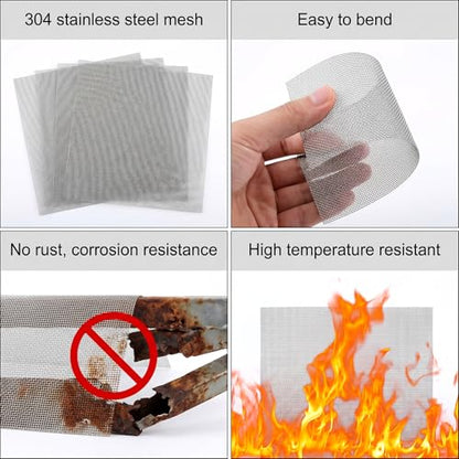 10 Pcs Plastic Welding Mesh, Stainless Steel Wire Screen | Stainless Steel Wire Screen for Thermoplastic Repair, 5.9 × 7.9 Inch Bumper Repair Kit (Silver)