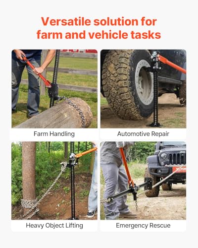 VEVOR Farm Jack 48 inch Utility High Lift, 7000 lbs Capacity Ratcheting Off Road Jeep Jack, Heavy for Tractor, Truck, SUV, Bumper Lift, Orange - size: 4.52" x 7.08" x 48.22"