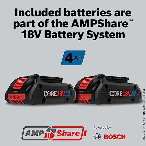 Bosch GDS18V-330CB25 18V Brushless Connected-Ready 1/2 In. Mid-Torque Impact Wrench Kit with Friction Ring and Thru-Hole and (2) CORE18V® 4 Ah Advanced Power Batteries - style: w/ (2) 18V 4 Ah Batteries