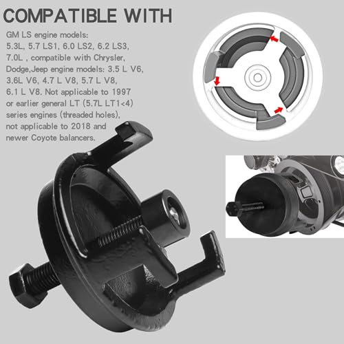 Crank Pulley Puller and Installation Set, Harmonic Balancer Puller and Harmonic Balancer Installation Tool, for GM LS LT Engines, for GM 25264 1997-UP V8 LS1 LS2 LS3 LS4 LSX LSA LS6 LQ4 LQ9