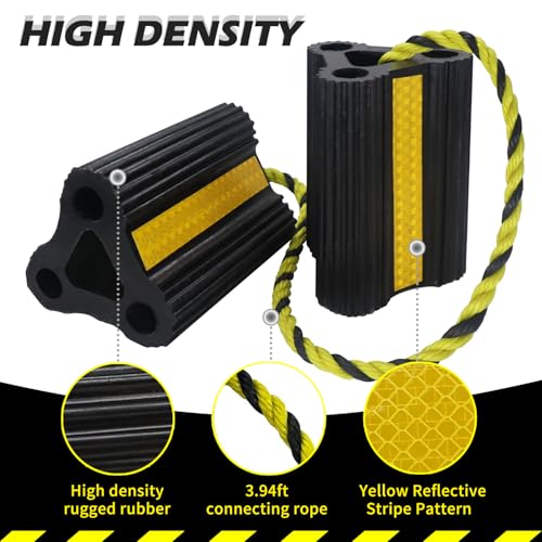 RV Wheel Chocks for Trailers Camper Trucks and Small Aircraft Wheel Chock 4Pair8Pack Wheel Chock Block with 3 Reflective Strips Versatile Heavy Duty Solid Rubber Wheel Immobilizers & Chocks - size: 6.21"4pair8pack
