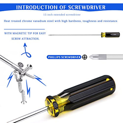 FERCAISH Slotted and Phillips Screwdriver, 15" Long Screwdriver Set - Cross-head Screwdriver, High Strength Magnetic Screwdriver - color: 1pcs-cross-head