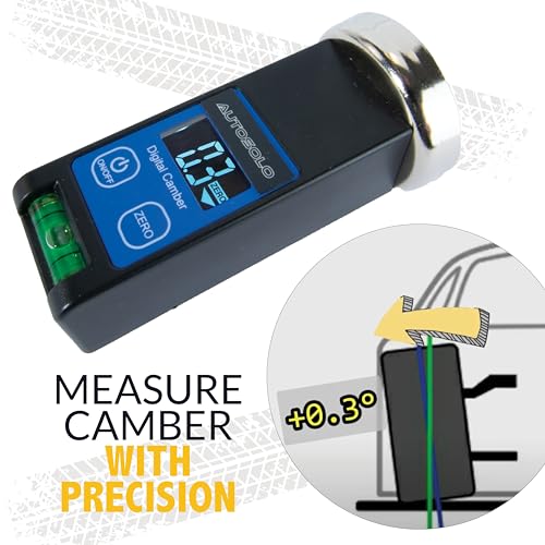 AutoSolo Digital Camber & Castor Alignment Gauge - Precision Wheel Alignment Tool Camber Gauge with LCD Display & Magnetic Base for Car, Truck, RV & SUV