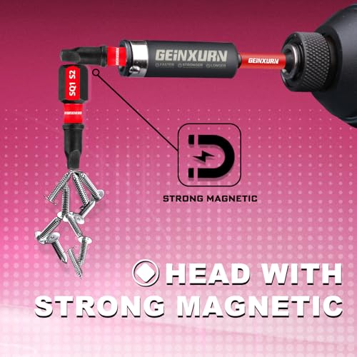 Geinxurn 56Pieces Impact Screwdriver Bits Set, Magnetic S2 Steel Phillips/Slotted/Square/Torx Insert Power Bits Tips, Impact Bit Holder with Pink Storage Box Case - style: STKB056B-PK