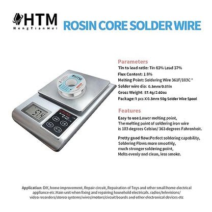 HengTianMei 63/37 Rosin Core Tin Lead Solder Wire For Electrical Soldering(0.3mm/50g) - size: 0.3mm/50g
