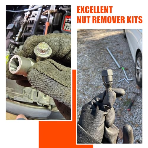 Coobeast Bolt Extractor Set Heavy Duty, 13Pcs Bolt Extractor Kit with 3/8 Inch Adapter, Stripped Lug Nut Remover, Easy Out Bolt Remover Set for Rusted, Rounded, Damaged Nuts Screws - size: 14 PCS