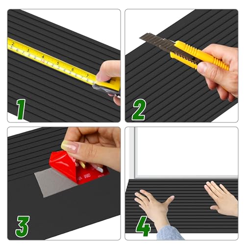 1" Rise Threshold Ramps for Doorways, 2000 Lbs Load Capacity, 35.5" Wide Natural Rubber Power Wheelchair Ramp is Adjustable and Cuttable for Doorways, Curb, Sweeper, Power Scooters, Bathroom - size: 1" Rise