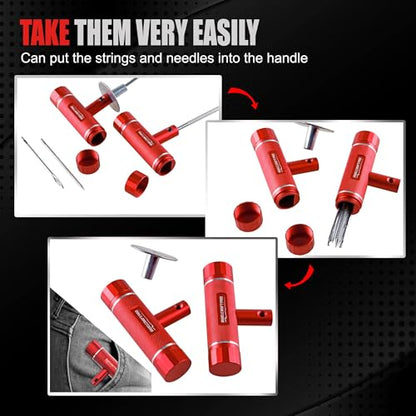 AWELCRAFT 108-Piece Heavy Duty Tire Repair Kit – Professional Flat Tire Plug Set with T-Handle Tools, 4-Way Valve Tool, Pliers, Storage Case - size: 108 Piece Repair Kit