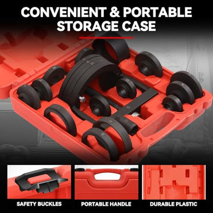 Auto Dynasty 22pcs Bushing Puller Kit with Removal Rear Front Wheel Hub Assemblies Compatible with Most Domestic and Foreign Vehicle Wheel Bearings, Red
