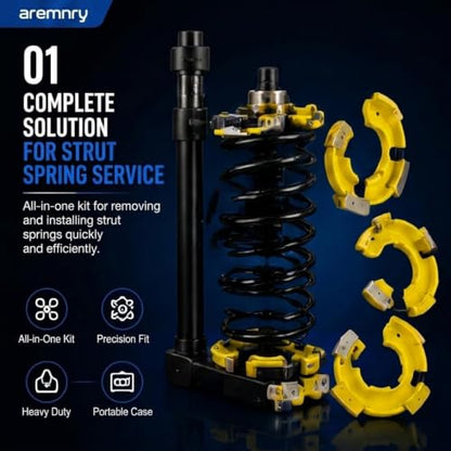 Heavy Duty Macpherson Strut Spring Compressor Tool, Impact Wrench Rated Coil Spring Extractor Kit with Overload Protection Safety Guard, 3 Pairs Yokes for Car, SUV, Truck UTV Suspension Repair