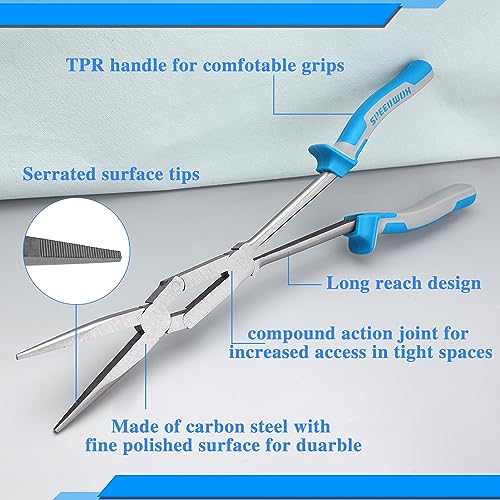 SPEEDWOX 13 Inch X-Type Long Nose Pliers - Double-Joint, Extended Reach, Dual Material, Extra Long Needle Nose Pliers - style: Long Nose Pliers