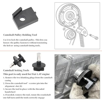 Engine Timing Tool Kit | Compatible with Alfa Romeo Lancia Delta Chrysler Delta Dodge Dart Jeep Compass Renegade Fiat Multiair 1.4 Engine, with Gloves