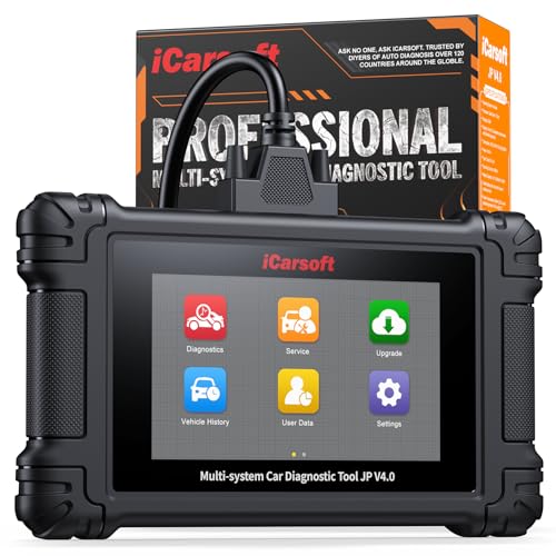 iCarsoft JP V4.0 Bidirectional Diagnostic Tool for Japanese/Korean Cars (Honda/Toyota/Nissan/Kia etc), All System 49Services + Active Test OBD2 Scanner, Battery Registration, CAB-FD,Free Update