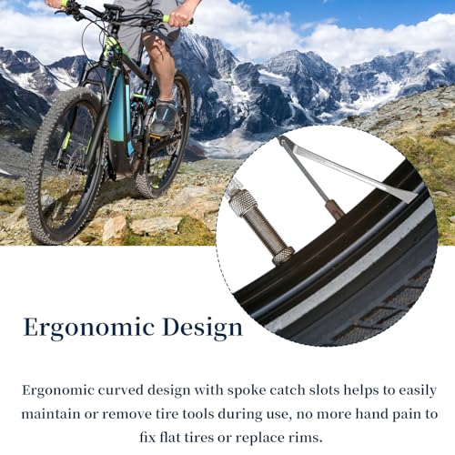 Huakaile Bike Tire Levers Tyre Spoon Stainless Steel Changing Tool for Changing Road & Mountain Bike Tubes Premium Bicycle Accessories with Hook Repair Tire Tool - color: Sliver