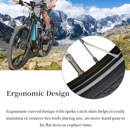 Huakaile Bike Tire Levers Tyre Spoon Stainless Steel Changing Tool for Changing Road & Mountain Bike Tubes Premium Bicycle Accessories with Hook Repair Tire Tool - color: Sliver