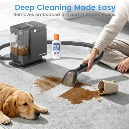 Portable Carpet Spot Cleaner Machine, Handheld Upholstery Cleaner with Pet Hair Brush & Cleaning Solution, for Pet Stains Couch Furniture Household Fabric Cleaning - color: Black-1