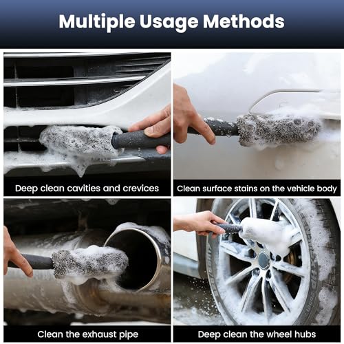 3Pcs Wheel Brush, Tire Brush with Little Braid Bristles Design, Durable Rim Brush & Car Wheel Brushes, Car Detailing Brush for Cars, Trucks, RVs, Motorcycles, Room, Corner - size: 3pcs